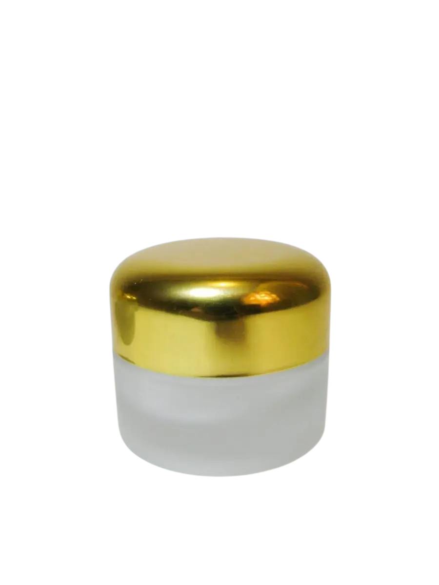 Envase De Vidrio Opalina 1oz Con Tapa Dorada (50 Piezas)