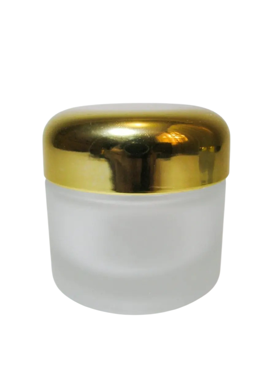 Envase De Vidrio Opalina 2oz Con Tapa Dorada (30 Piezas)